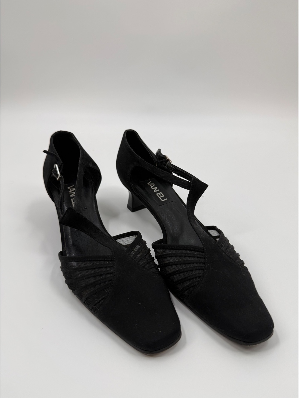 Vaneli Black Mesh Slingback Kitten Heels Women’s 8.5M Dress Shoes